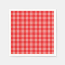 Servilleta de papel a cuadros roja gingham clásica