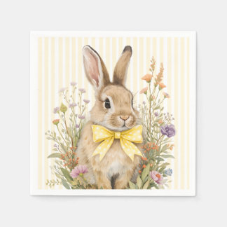 Servilleta De Papel A cute little Floral Bunny Yellow Bow Baby Shower