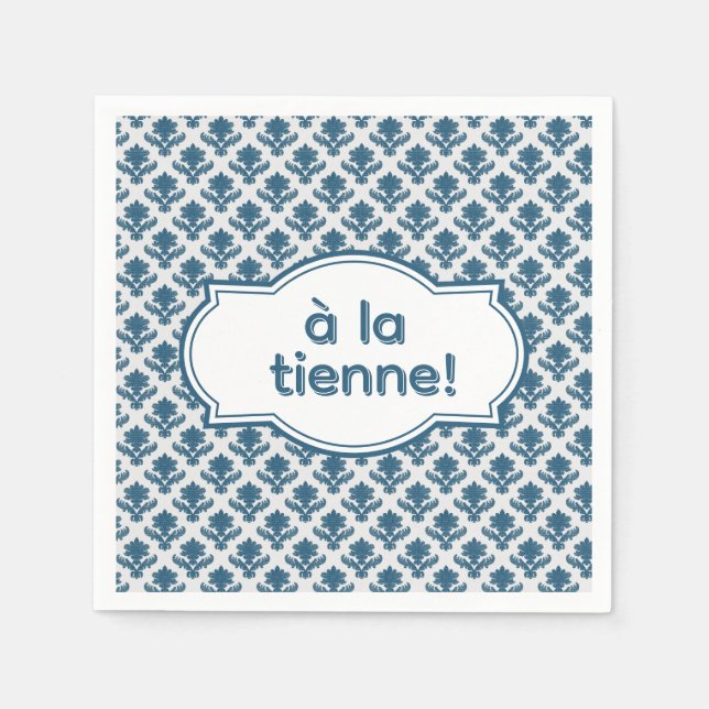 Servilleta De Papel À la Tienne! Elegant French Tapestry Blue White (Anverso)