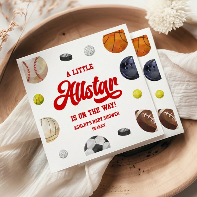 Servilleta De Papel A Little Allstar Is On The Way! Sports Baby Shower (Subido por el creador)
