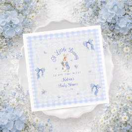 Servilleta De Papel A Little Bunny Is On The Way Blue Baby Shower