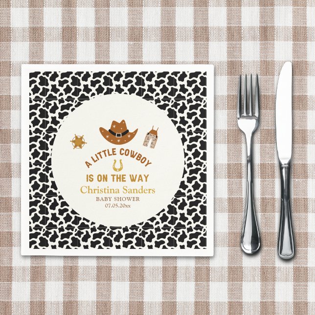 Servilleta De Papel A Little Cowboy Is on The Way Baby Shower (Subido por el creador)