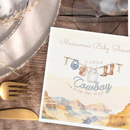 Servilleta De Papel A Little Cowboy Western Canyon Baby Shower 