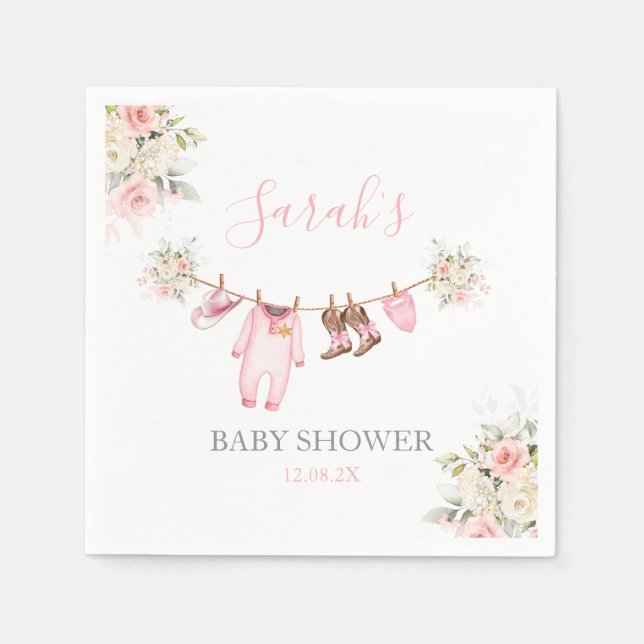 Servilleta De Papel A little Cowgirl Baby Shower Girl (Anverso)