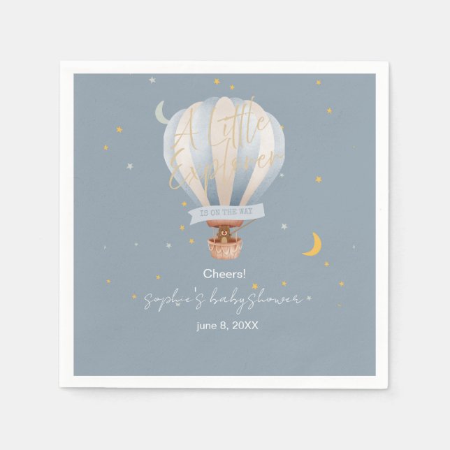 Servilleta De Papel A Little Explorer Hot Air Balloon  (Anverso)