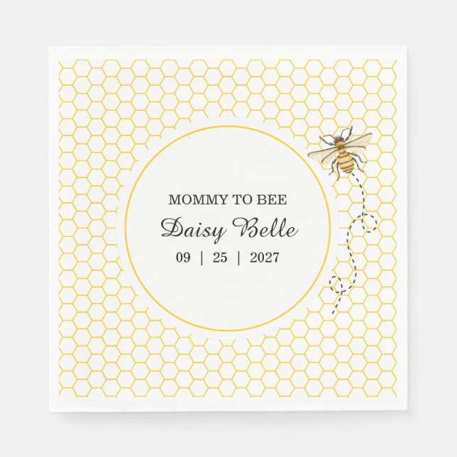 Servilleta De Papel A little Honey Is On The Way Baby Shower Napkins (Anverso)