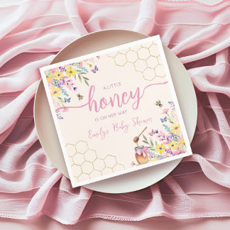 Servilleta De Papel A Little Honey on the Way Pink Bee Baby Shower