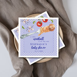 Servilleta De Papel A Little Meatball Is On The Way Blue Baby Shower