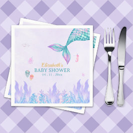 Servilleta De Papel a Little Mermaid is on her way Girl Baby Shower