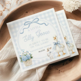 Servilleta De Papel A Little Silly Goose Blue Floral Bow Baby Shower