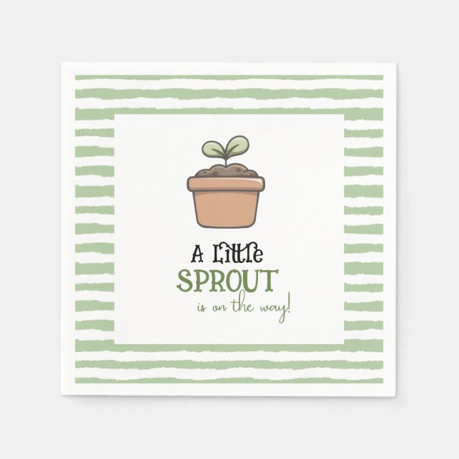 Servilleta De Papel A Little Sprout on the Way Baby Shower Napkins (Anverso)