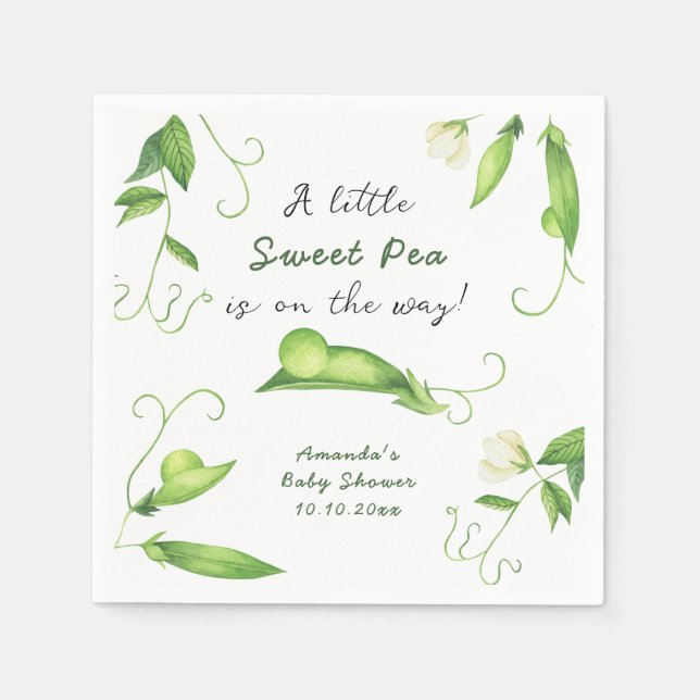 Servilleta De Papel A Little Sweet Pea Is On The Way Baby Shower (Anverso)