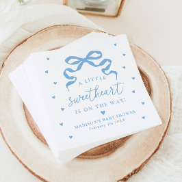 Servilleta De Papel A Little Sweetheart Blue Bow Baby Shower