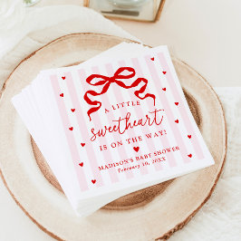 Servilleta De Papel A Little Sweetheart Pink and Red Bow Baby Shower