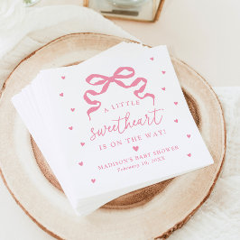 Servilleta De Papel A Little Sweetheart Pink Bow Baby Shower