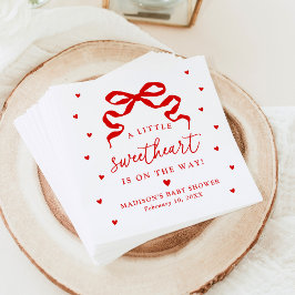 Servilleta De Papel A Little Sweetheart Red Bow Baby Shower