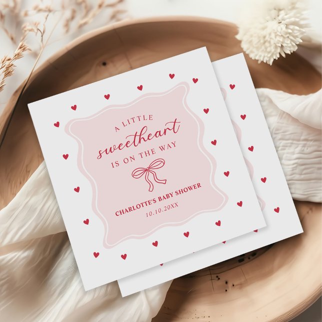 Servilleta De Papel A Little Sweetheart Valentine Bow Baby Shower (Subido por el creador)