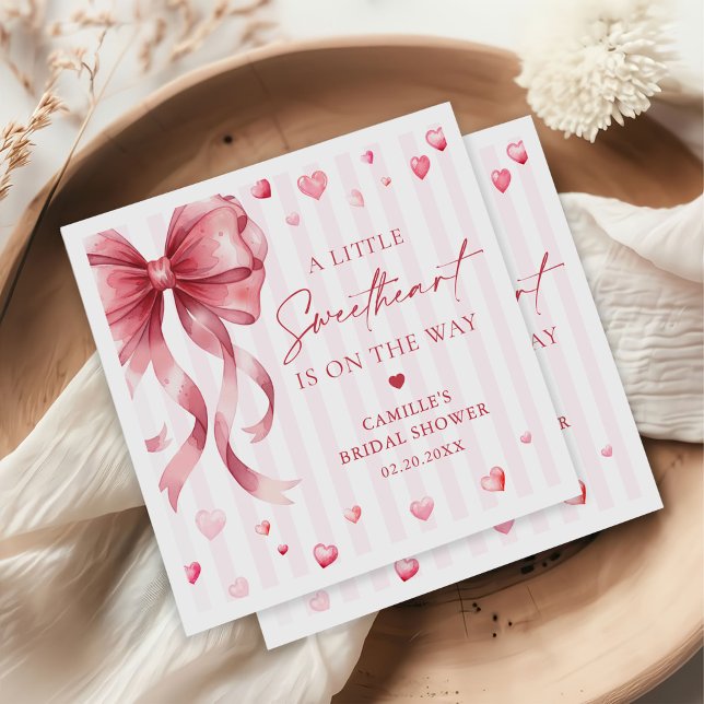 Servilleta De Papel A Little Sweetheart Valentine Bow Baby Shower (Subido por el creador)