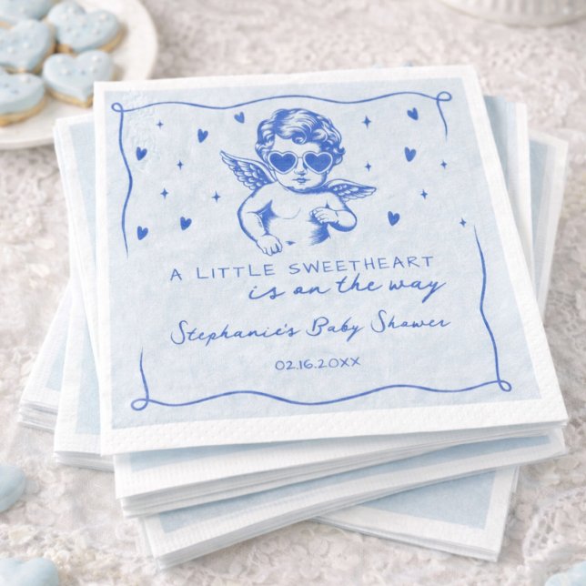 Servilleta De Papel A Little Sweetheart Valentines Boy Baby Shower (Subido por el creador)