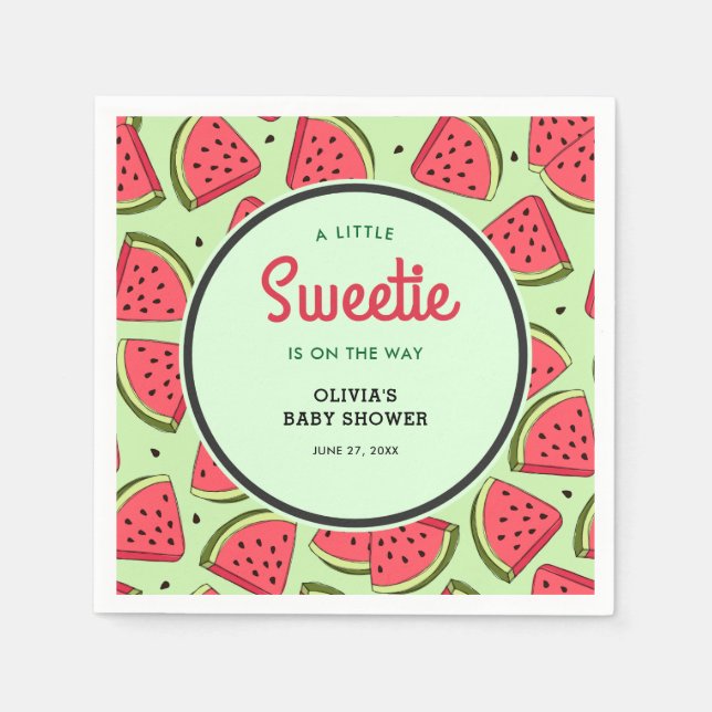 Servilleta De Papel A Little Sweetie Summer Watermelon Baby Shower  (Anverso)