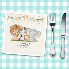 Servilleta De Papel A Little Wild One Safari Animals Baby Shower