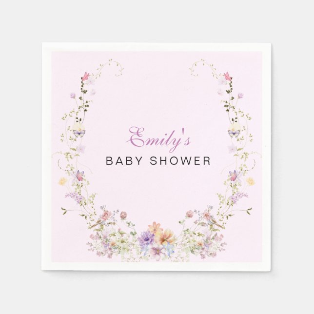 Servilleta De Papel A Little Wildflower Baby Shower  (Anverso)