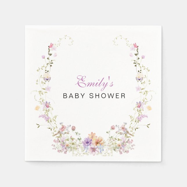 Servilleta De Papel A Little Wildflower Baby Shower  (Anverso)
