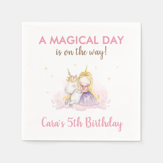 Servilleta De Papel A Magical Day Unicorn Birthday Party  (Anverso)