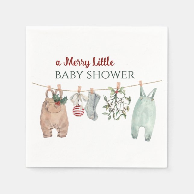Servilleta De Papel A Merry Little Baby Shower Christmas Clothes (Anverso)