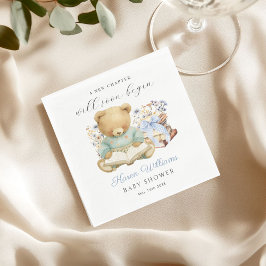 Servilleta De Papel A New Chapter Begin Bear Book Baby Shower Napkin