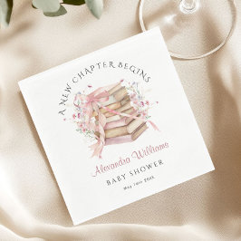 Servilleta De Papel A New Chapter Begins Pink Book Baby Shower Napkin