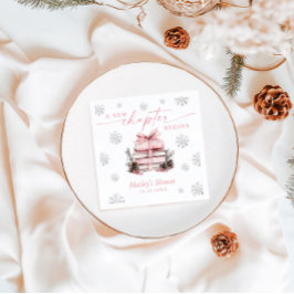 Servilleta De Papel A New Chapter Begins, Pink Bow Winter Baby Shower