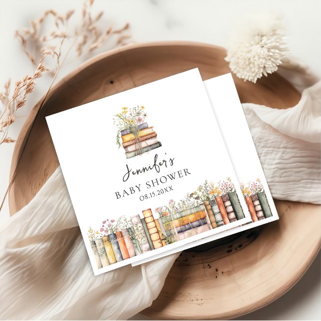 Servilleta De Papel A New Chapter Begins Wildflower Book Baby Shower (Subido por el creador)