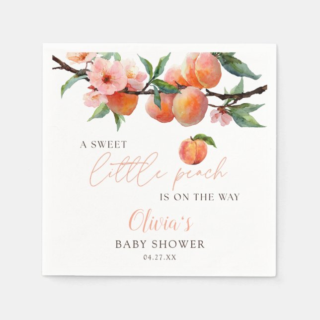 Servilleta De Papel A Sweet Little Peach Baby Shower (Anverso)