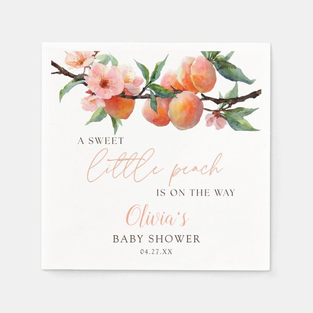 Servilleta De Papel A Sweet Little Peach Baby Shower (Anverso)