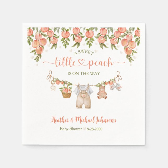 Servilleta De Papel A Sweet Little Peach Clothesline Boy Baby Shower (Anverso)