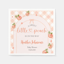 Servilleta De Papel A Sweet Little Peach Gingham Baby Shower