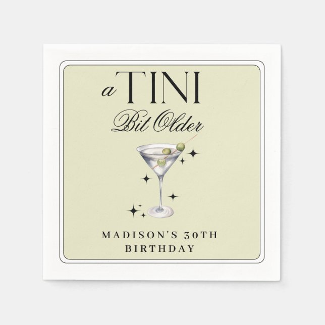 Servilleta De Papel a Tini bit Older Martini Olive Birday (Anverso)