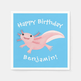 Servilleta De Papel Aaxolotl lindo rosa feliz