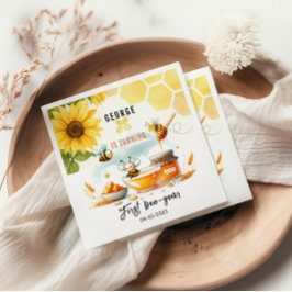 Servilleta De Papel Abeja amarilla y girasol 1 cumpleaños