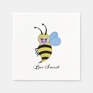 Servilleta De Papel Abeja Cuidada De Acuarela Con Sonrisa Feliz