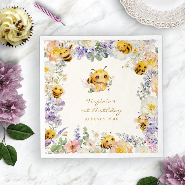 Servilleta De Papel Abeja de Cumpleaños (Bee Birthday Paper Plates
)