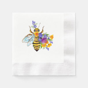 Servilleta De Papel Abeja de flor con plantas silvestres