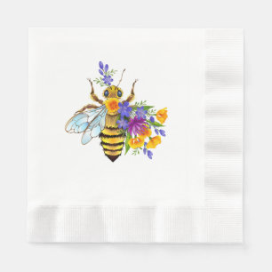 Servilleta De Papel Abeja de flor con plantas silvestres