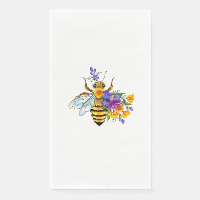 Servilleta De Papel Abeja de flor con plantas silvestres (Anverso)