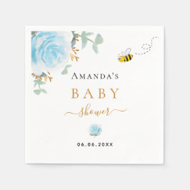 Servilleta De Papel Abeja de flores azul Baby Shower