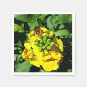 Servilleta De Papel Abeja en flores amarillas