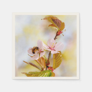 Servilleta De Papel Abeja En Una Flor De Cerezo