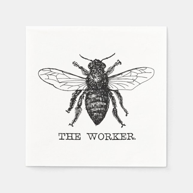 Servilleta De Papel Abeja Obrera Miel Abejorro Negro (Anverso)