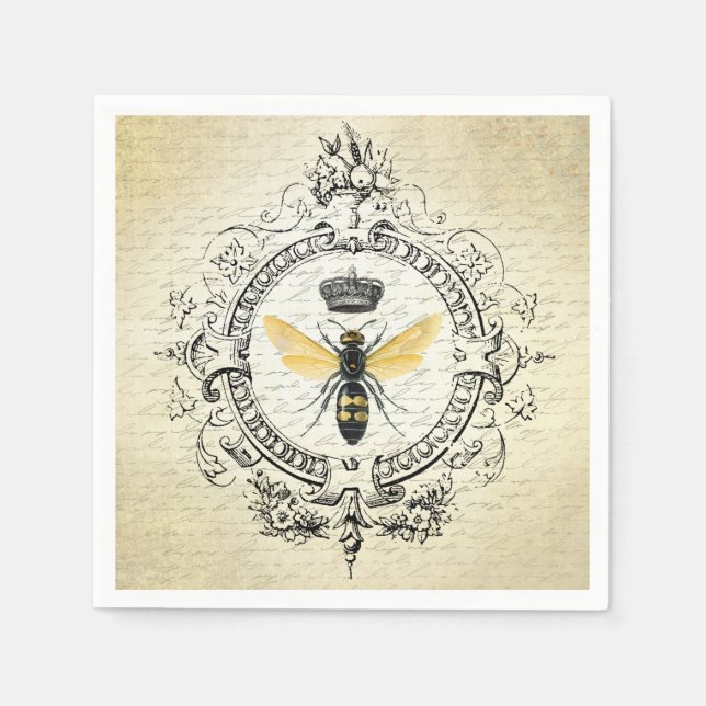 Servilleta De Papel abeja reina francesa vintage moderna (Anverso)